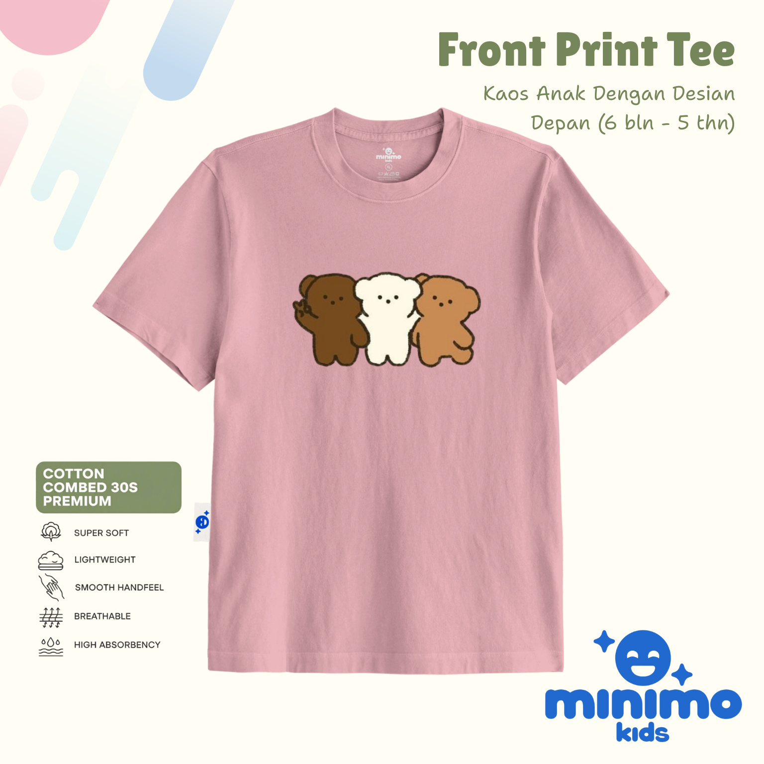 Basic Tee Minimo Kids - peony pink